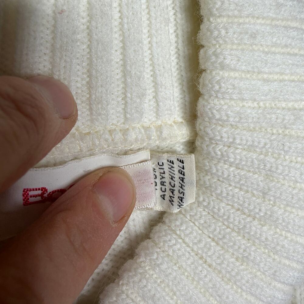 Vintage 1960s Bogner x Wonder Woman Cream Knit Cardigan Striped Womens Medium - Picture 7 of 10